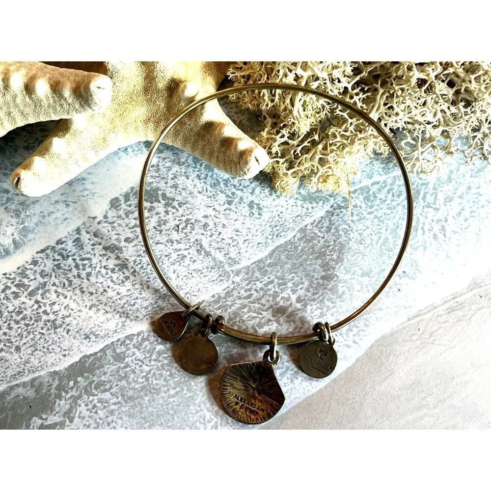 Alex and Ani Gold Bracelet Set Lighthouse & Seashell